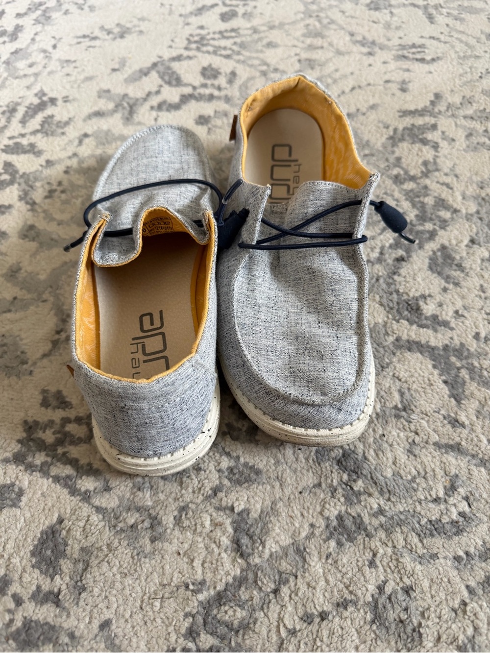 Hey Dude Lightweight Slip-On Sneakers in Heather Gray with Yellow Lining